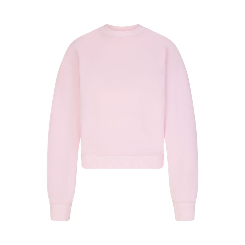 SKIMS COTTON FLEECE CLASSIC CREWNECK CHERRY BLOSSOM MEDIUM